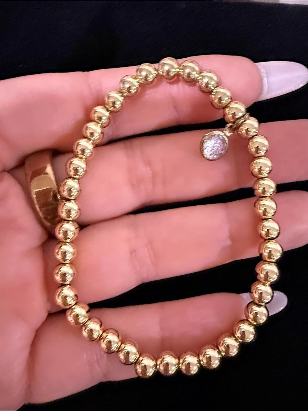 Bauble Bar Gold-Tone Beaded Charm Bracelet Like New
